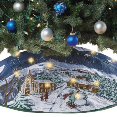Holiday Winter Scene Lighted LED Tapestry Tree Skirt
