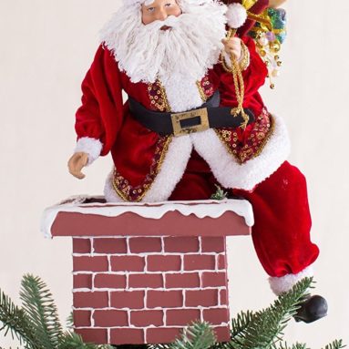Jolly Saint Nick Santa on Chimney Tree Topper