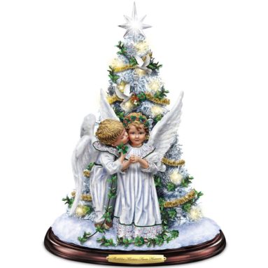 Kisses From Heaven Illuminated Tabletop Tree With Angels