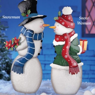 Kissing Snowman Couple Garden Stakes