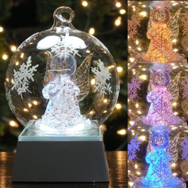 LED Lighted Angel Glass Globe Christmas Ornaments