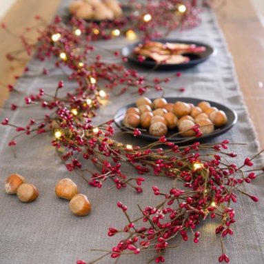 LED-Lighted Berry Branch Garland