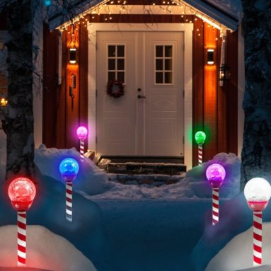 LED Solar Pathway Lights Christmas Crackle Color
