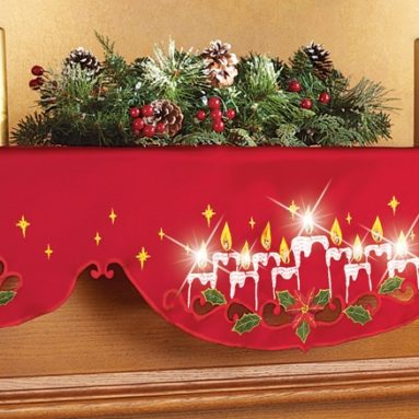 LED Lighted Christmas Mantel Scarf Decor