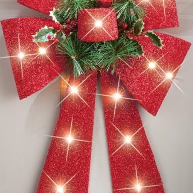 Lighted Christmas Bow Door Decoration