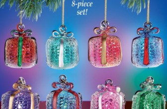 Lighted Glass Gift Box Christmas Ornaments Set- Color Changing LED