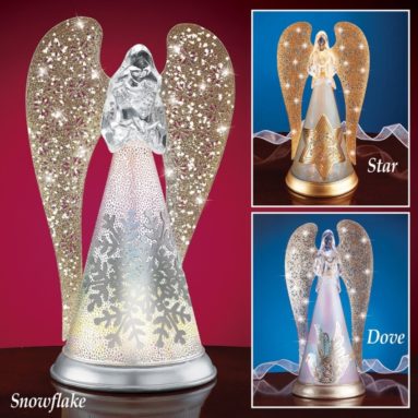 Lighted Glittery Snowflake Angel Figurine Snowflake