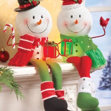 Lighted Snowman Shelf Sitter Holiday Decoration Boy