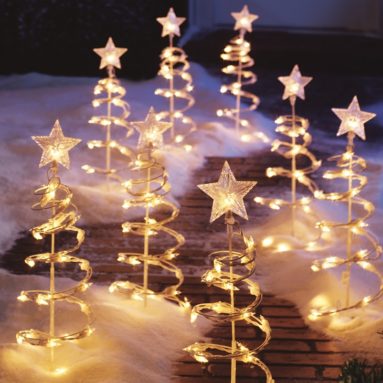 Lighted Spiral Tree Garden Stakes