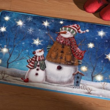 Lighted Winter Snowman Accent Rug