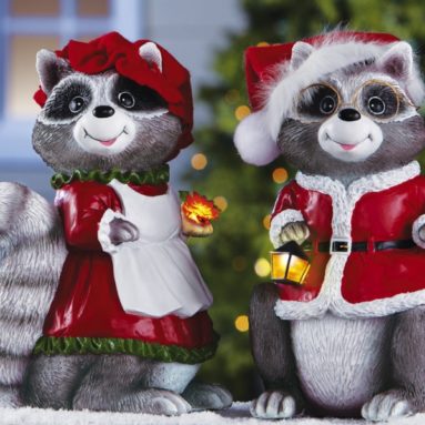 Lovable Santa Raccoons Christmas Decorations