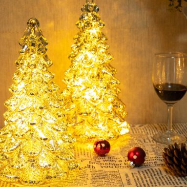 Mercury Glass Lighted Christmas Tree Figurine