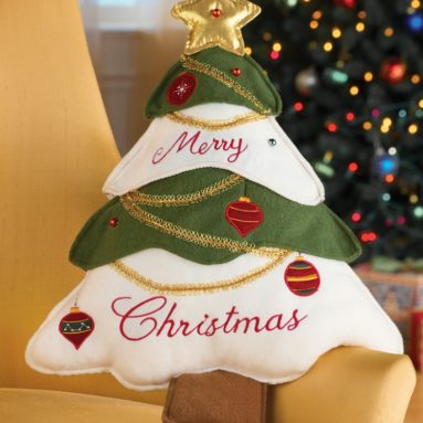 Merry Christmas Tree Accent Pillow