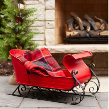 Metal Red and Black Decorative Christmas Sleigh