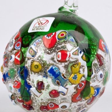 Murano Glass Christmas Ornament with Murrina Fantasia