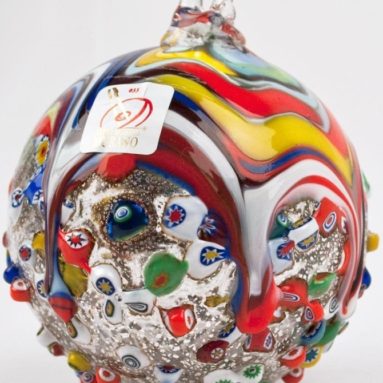 Murano Glass Christmas Ornament with Murrina Fantasia