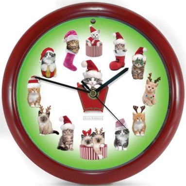 Musical Christmas Kittens Clock