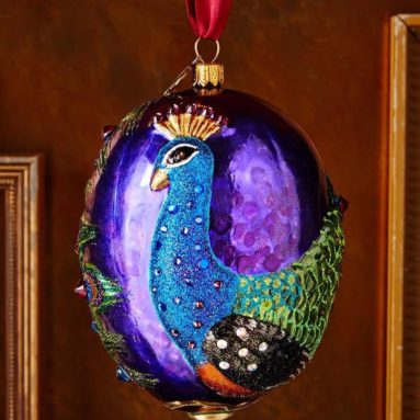 Peacock Oval Christmas Ornament