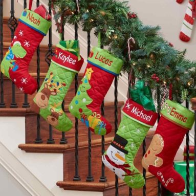 Personalized Reindeer Buddies Quilted Christmas Stocking