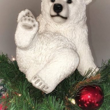 Playing Polar Bear Sitting Christmas Tree Topper