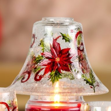 Poinsettia Swirl Crackle Glass Large Candle Jar Shade