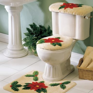 Poinsettia Toilet Seat Set