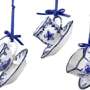 Porcelain Delft Blue Cup and Saucer Ornament