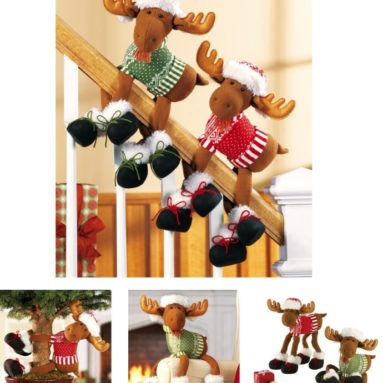 Poseable Moose Holiday Railing Clinger Decoration