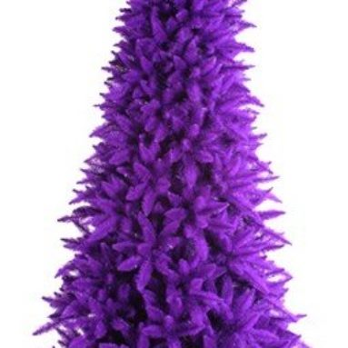 Pre-Lit Slim Purple Ashley Spruce Christmas Tree with Clear and Purple Lights