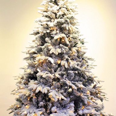 Pre-lit Real Feel Flocked Alpine Spruce Artificial Christmas tree