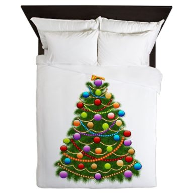 Queen Duvet Cover Elegant Christmas Tree and Ornaments
