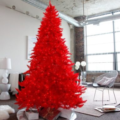 Red Ashley Pre-lit Christmas Tree