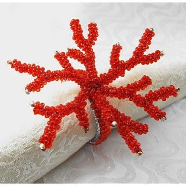 Red Coral Napkin Ring Christmas