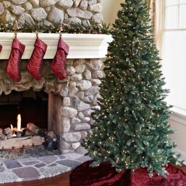 Red Embroidered Taffeta Christmas Tree Skirt