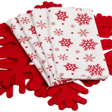 Red Felt Snowflake Chargers and Snowflake Printed Napkins