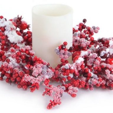 Red Mixed Berry Christmas Pillar Candle Rings