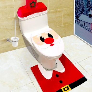Santa Christmas Toilet Seat Cover and Rug