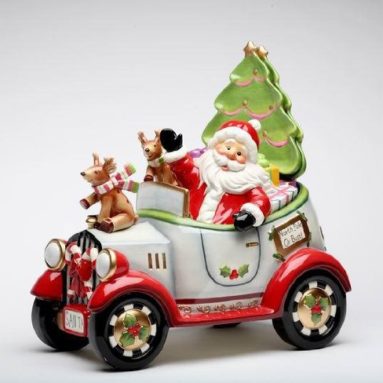 Santa Driving Cookie Jar