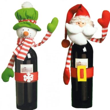 Santa and Snowman Wine Bottle Covers