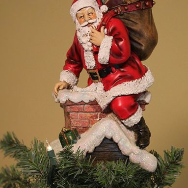 Santa in Chimney Delivering Gifts Christmas Tree Topper