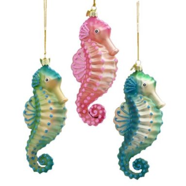 Glass Tropical Seahorse Christmas Ornaments