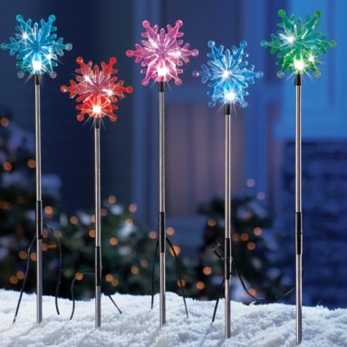 Set of 5 Color Changing Solar Snowflakes Outdoor Decoration