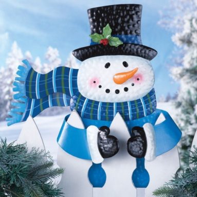 Snowman Fence Hugger Christmas Decoration