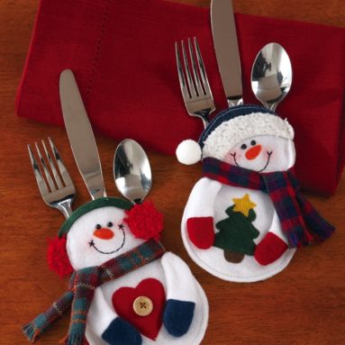 Snowman Holiday Silverware Holders