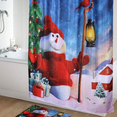 Snowman Shower Curtain and Mat Set