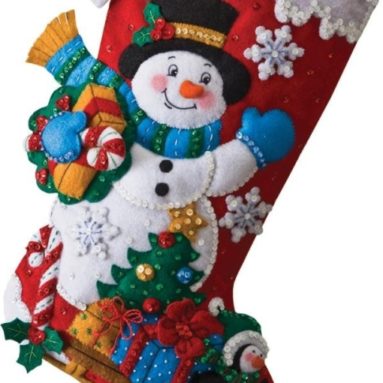 Snowman with Presents Stocking Felt Applique Kit