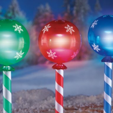 Solar Holiday Candy Light Stakes
