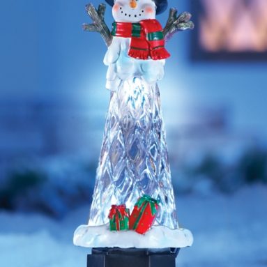 Solar Lighted Snowman Icicle Garden Yard Stake