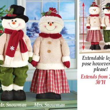 Standing Snowman Couple with Extendable Legs