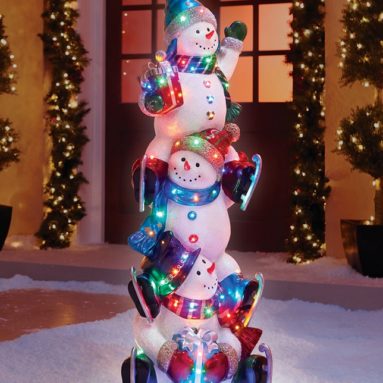 The 5′ Illuminated Snowman Totem Pole